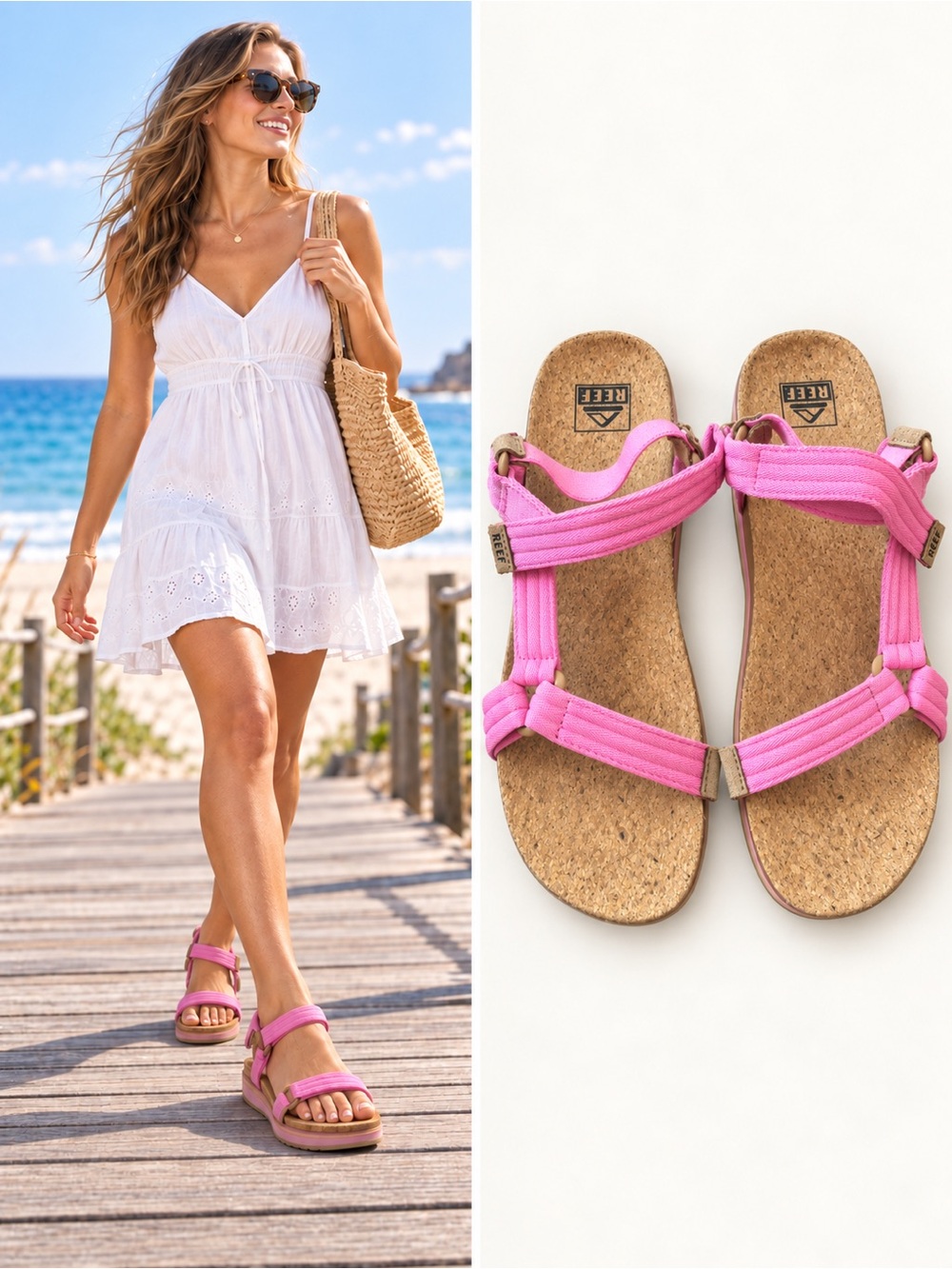 Reef Cushion Rem Hi Malibu Pink Platform Sandals Women's Size 10 NWOT